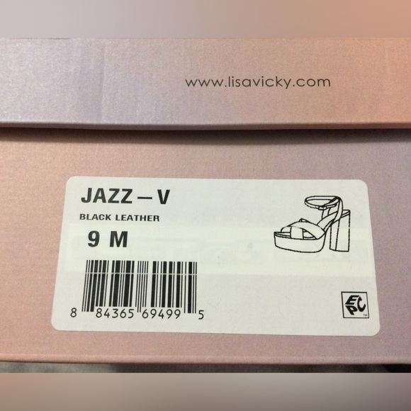 Lisa Vicky Jazz Black Leather Strappy Platform Block Heels Size 9 M - Picture 11 of 11